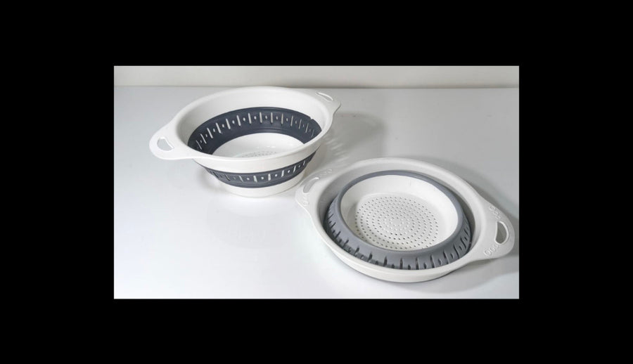 Collapsible Round Silicone and Plastic Kitchen Colander
