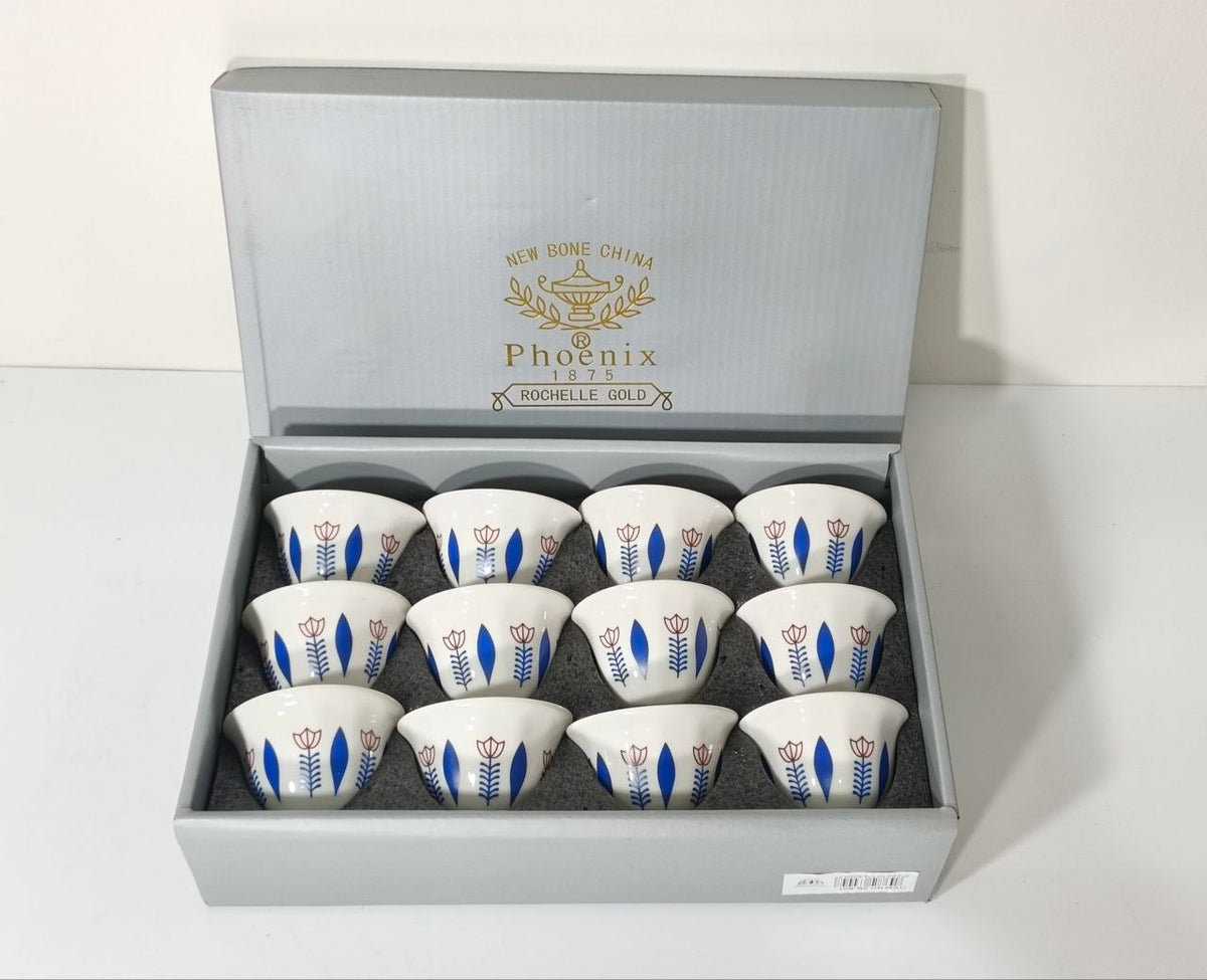 Shaffeh - Set of 12 Traditional Handlelesamic Coffee Cups