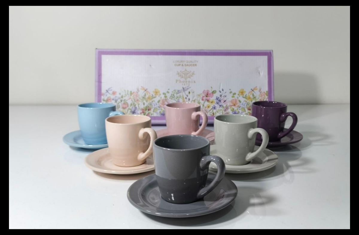 Phoenix High Quality Ceramic Coffee Cups with Saucers