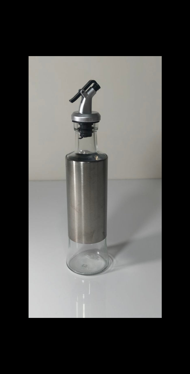 Stainless Steel and Glass Oil and Vinegar Dispenser Bottle