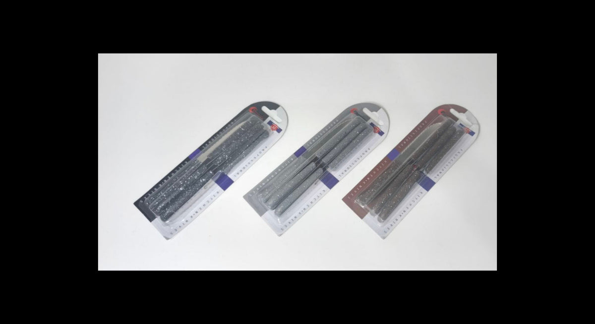 Three packaged replacement pen ink cartridges arranged diagonally on a plain white background. Each cartridge is sealed in a clear plastic blister pack with a printed ruler and color label.